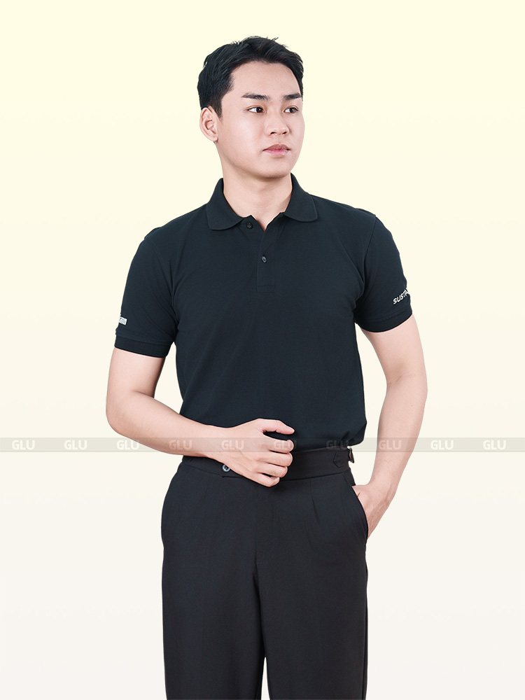 mẫu áo đồng phục công ty màu đen đẹp sang trọng form đẹp