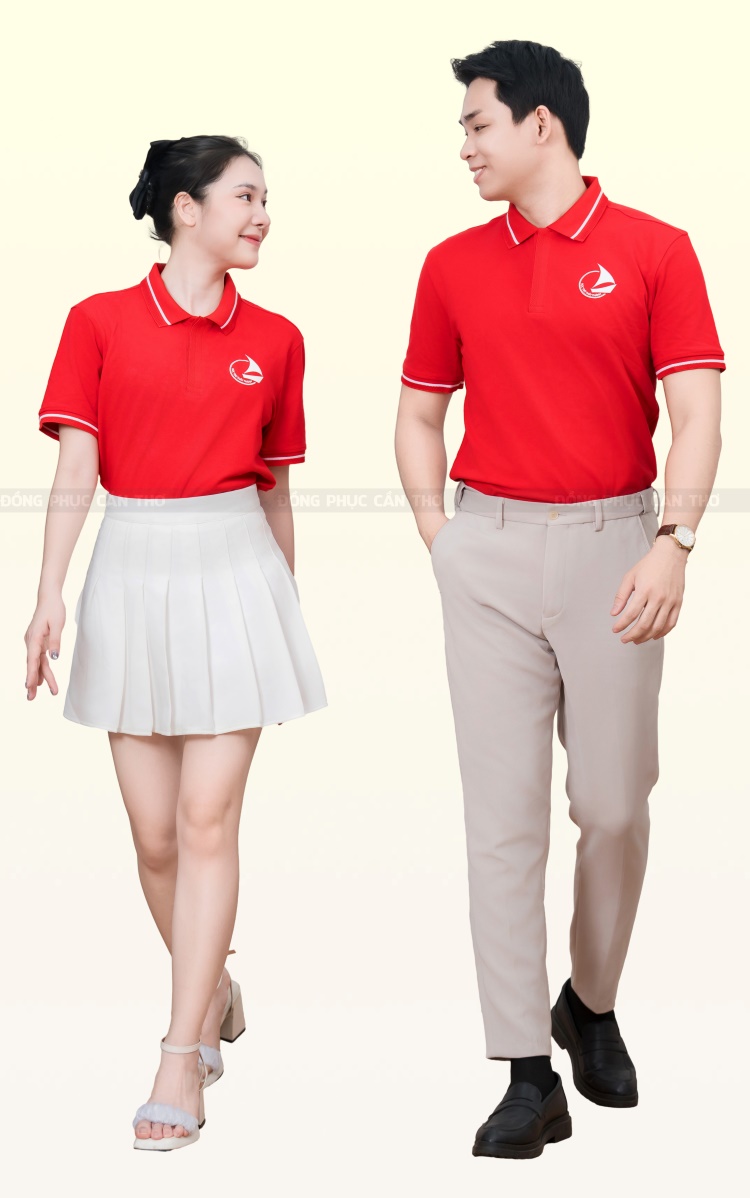 áo phông đồng phục văn phòng màu đỏ