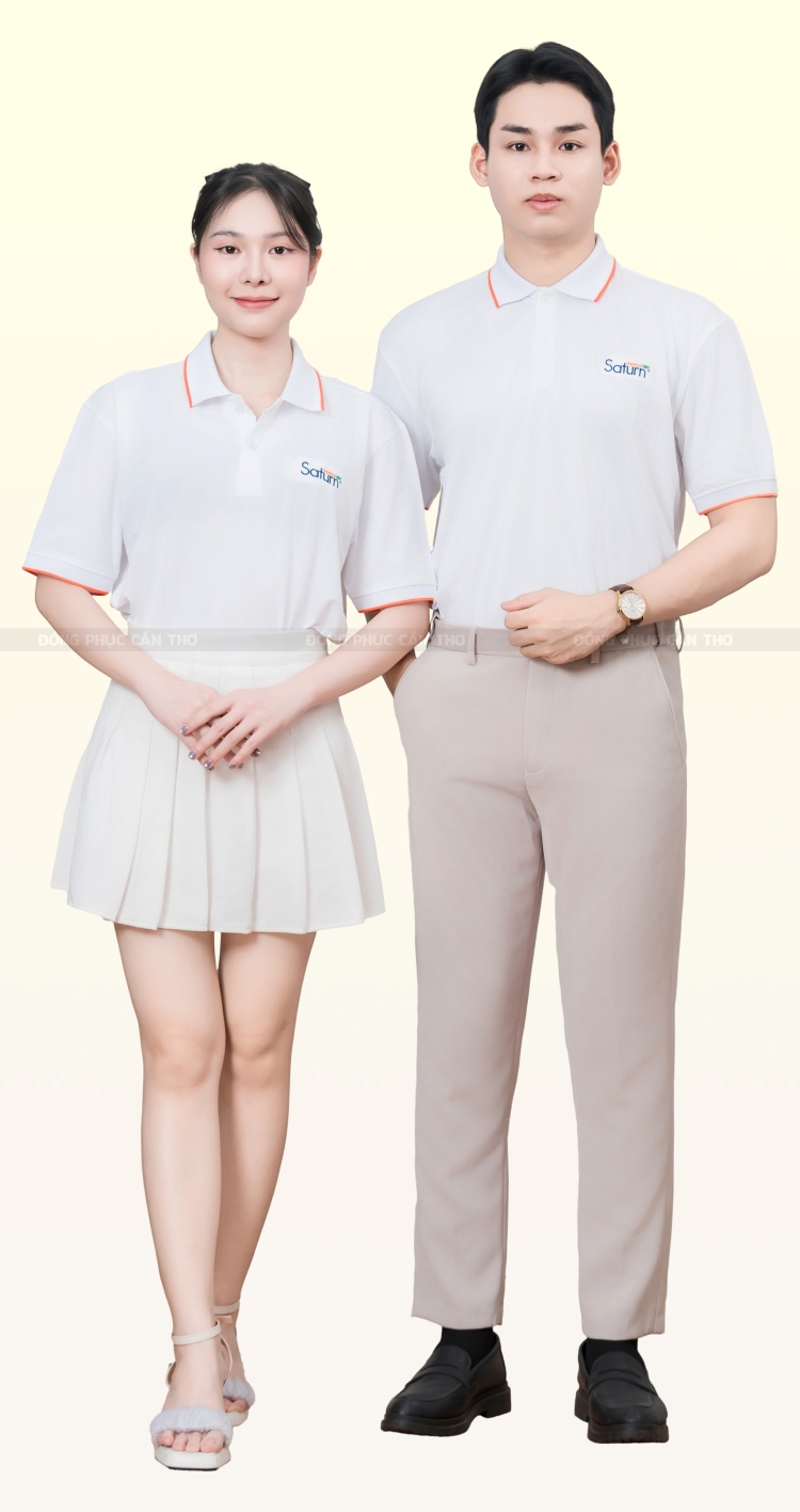 áo thun polo đồng phục công ty màu trắng sang trọng