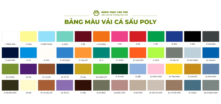 bảng màu vải cá sấu poly