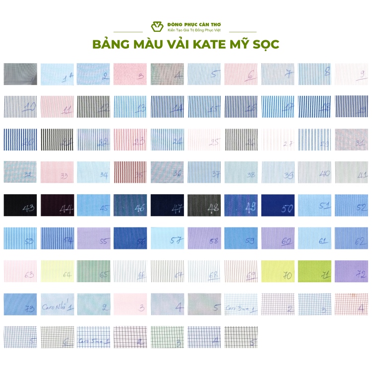 bảng màu vải kate mỹ sọc