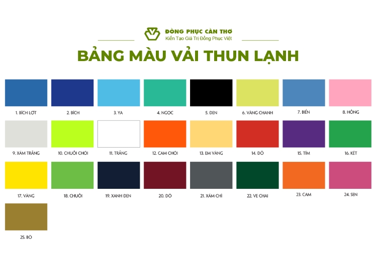 bảng màu vải thun lạnh