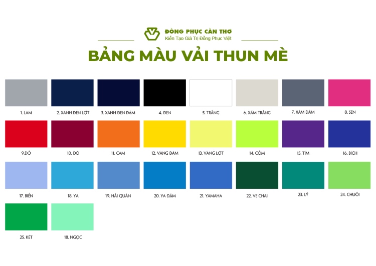 bảng màu vải thun mè
